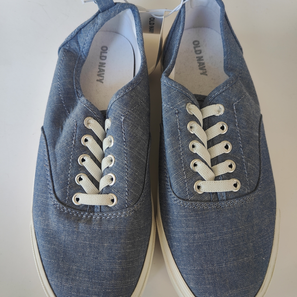 Old Navy Girls Denim Blue Lace-Up Sneakers